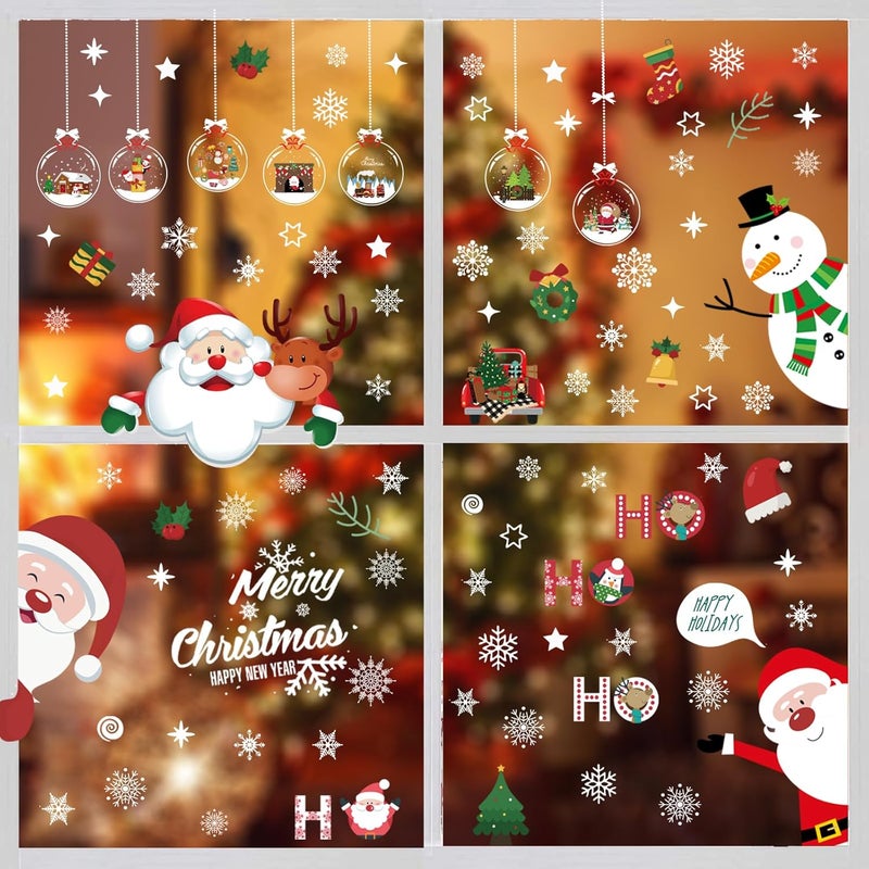 i-Beeboo Christmas Window Clings Double Sided Christmas Window Clings Christmas Window Decorations Winter Decorations Window Snowflakes Decal Xmas Decorations for Glass Windows Home School Office - Image 2